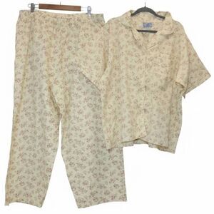 Womens plus size 3xl pajama shirt pants set floral yellow moon dance